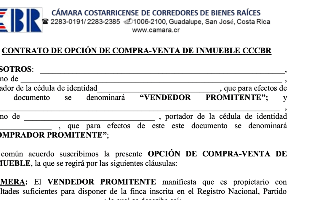 Kaufoptionsvertrag für Immobilien in Costa Rica | Leitfaden für Makler und Investoren