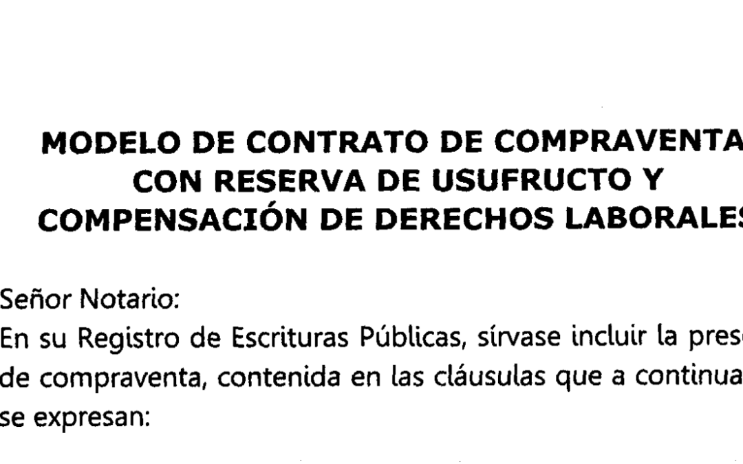 Modelo de Contrato de Compra-Venta con Reserva de Usufructo y Compensación de Derechos Laborales en Ecuador